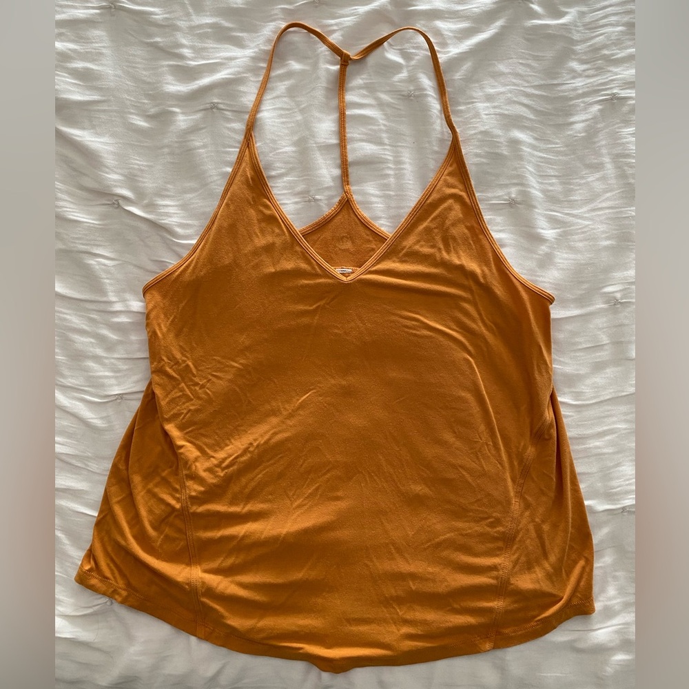 Women's Strappy V-Neck Tank Top - Rust Orange
